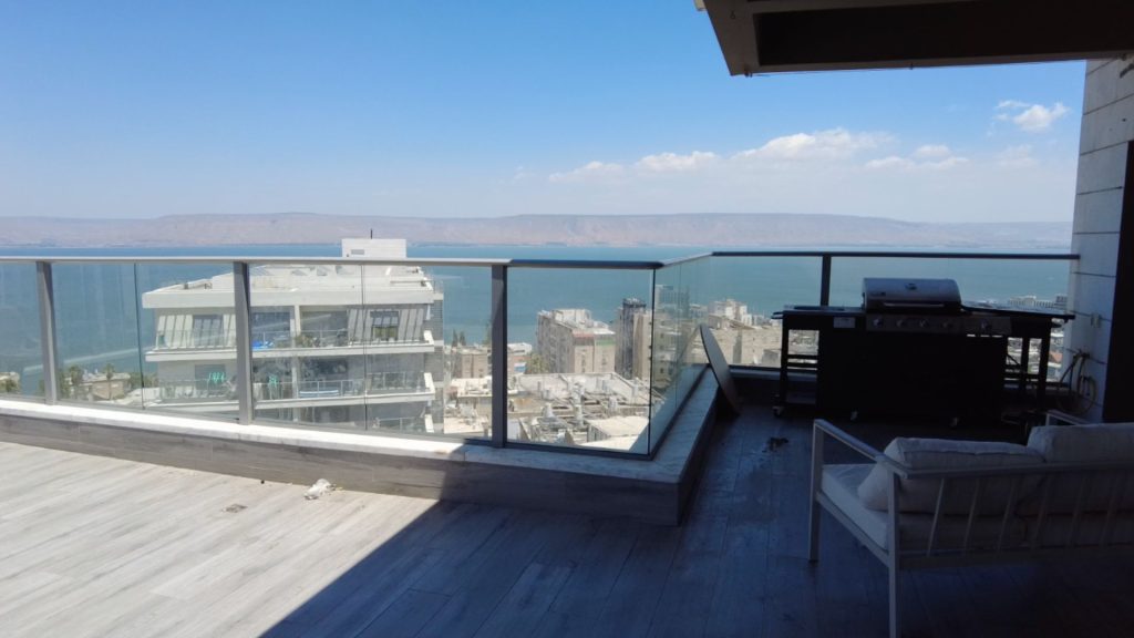 100 square meter terrace with Sea of Galilee view in Tiberias penthouse